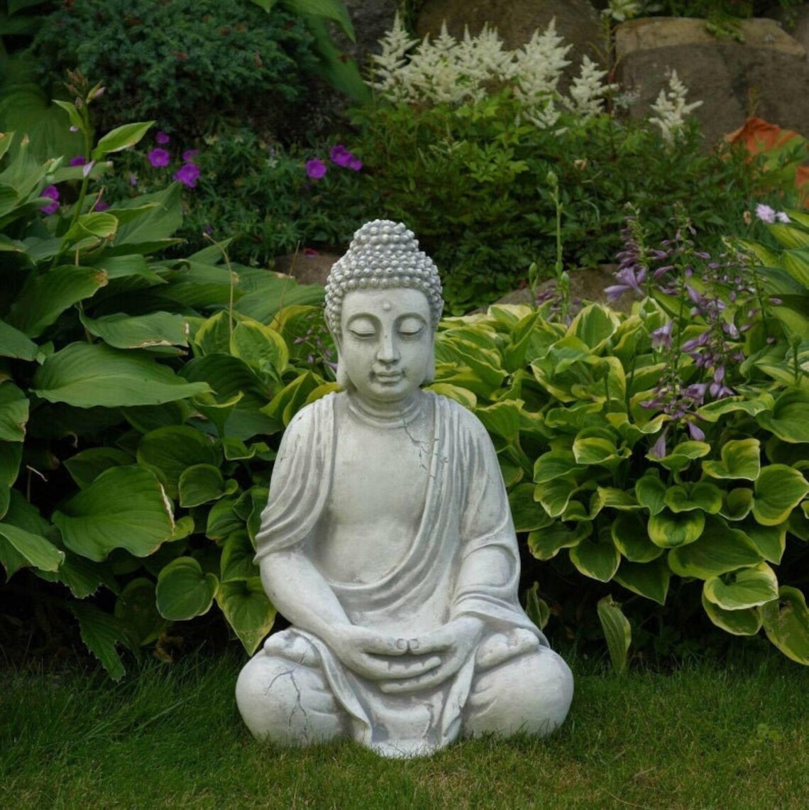 CONCRETE BUDDHA STATUE. Meditating Statue Buddha Garden Etsy