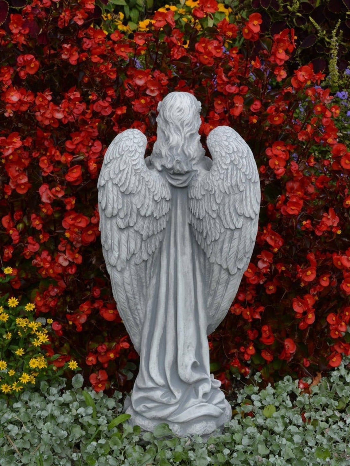 LARGE ANGEL STATUE. Concrete angel statue Solid stone angel Etsy