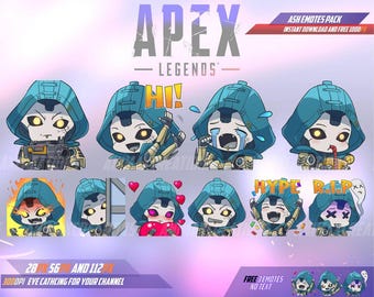 Pakiet emotikon Ash Apex Legends, pliki PNG streamera Twitch Discord (pobranie cyfrowe)