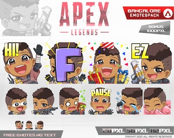 Paquete de gestos de Apex Legends de Bangalore, PNGs de streamers de Twitch y Discord (descarga digital)