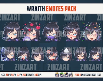 Pack d'émoticônes Wraith Apex Legends, images PNG pour streamer Twitch Discord (téléchargement numérique)