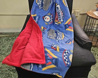 Cars Lighting MCQueen themed custom reversible fleece blanket