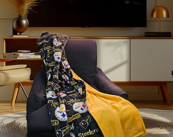 Pittsburgh Steelers NFL custom plaid fleece throw blanket