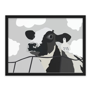 Pop Art Inspired from Collage Black and White Cow Framed Horizontal Poster