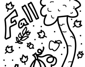 Fall Coloring Page for Kids & Adults – Printable Autumn Activity Doodle Sheet