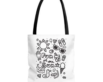 Fun in the Sun Tote Bag: Durable Polyester Beach & Shopping Bag