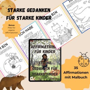 Encouragement Affirmations Children Gift School Enrollment Positive Beliefs Strong Thoughts Digital Download Coloring Book Children's Table Wedding
