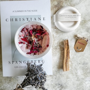 Selbstliebe Geschenk Box Kristallkerze für mehr Selbstliebe Herzöffnung Rosenquarz Räucherschale Geschenk für Frauen Spiritualität Duftkerze