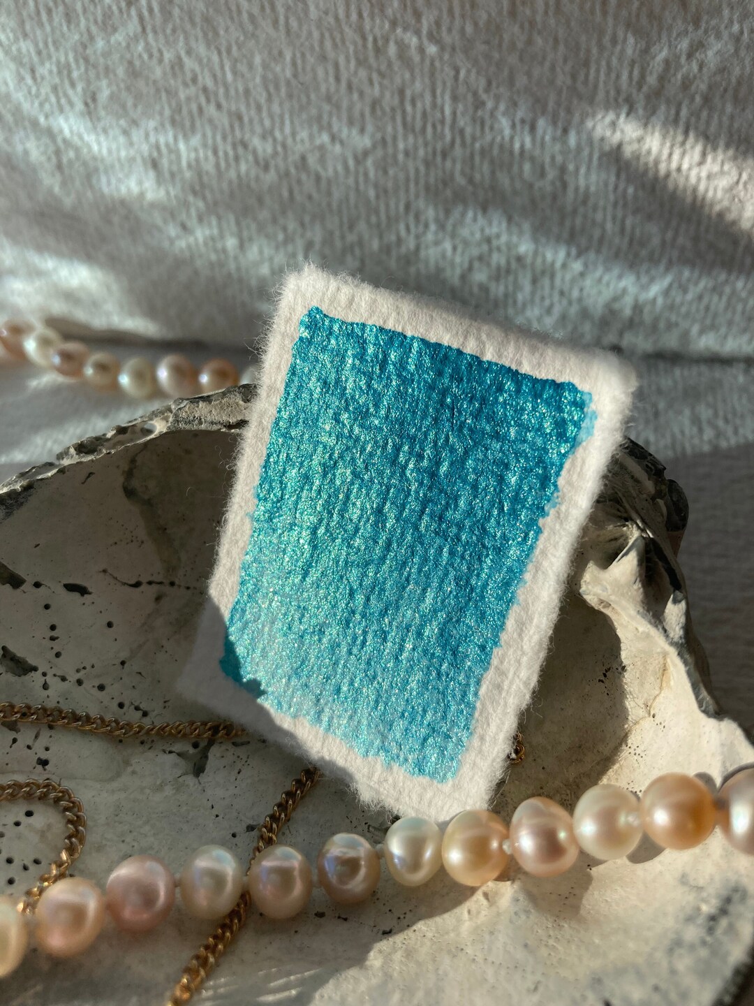 Aqua Blue Greenish Shimmer Watercolour Paint gift for Artist Artist