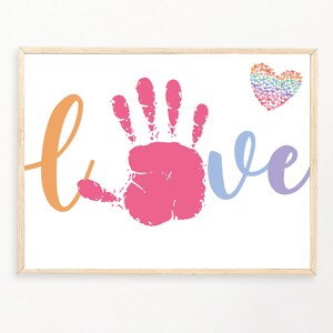 Liefde Valentijnshandafdruk Kunst, Baby Peuter Kids Art Crafts, Keepsake Memory, Printable Card, DIY Memory Keepsake, Valentine's Day Print