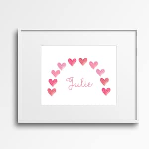 Custom Name Design Rainbow Heart Art Print | Color Options | Rainbow Nursery | Nursery Ombre Wall Art | Girls Room Decor | Digital Download