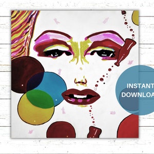 Pop Art Wall Art, Art Decor, Painting in Pop Art Style Wall Art, Home Decor, Art Print, Digital Download, Instant Download