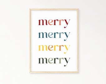 Merry Christmas Sign, Kerstmis Afdrukbare Wall Art, Kerst Prints, Kerst Decor, Xmas Poster, Winter Holiday Print, Digitale Download