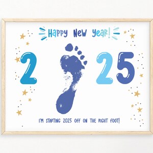 Stampabile per il capodanno 2025, stampe di buon anno, impronta della mano dei bambini, attività per bambini piccoli, regalo per genitori in età prescolare, arrivederci 2023