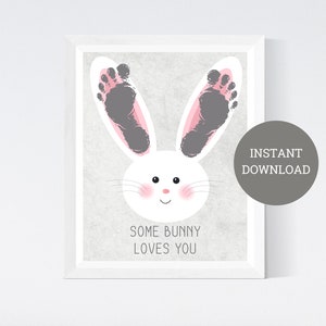 Tarjeta de conejito de Pascua, Un conejito te ama Manualidades para niños, Actividad artística para niños pequeños, Imprimible, Recuerdo de memoria de bricolaje, Descarga instantánea