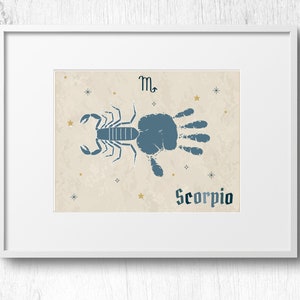 Skorpion Zodiac Odciski Dłoni Ślady, Znaki Zodiaku Odcisk Dłoni, Horoskop Astrologia Odciski Dłoni, Urodziny Sztuka Wydruku, Rzemiosło Dla Dzieci Maluchów