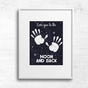 Love You To The Moon en Back Handprint Craft, Baby Peuter Kids Art Activity, Moederdag Craft, DIY Keepsake Memory, Valentijnsdag Kaart