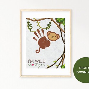 I'm Wild About You Atividade de arte impressa à mão, artesanato para bebês e crianças, primeiro dia dos namorados, memória de lembrança, cartão de dia dos namorados para impressão DY