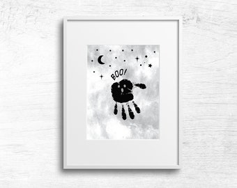 Ghost Halloween Handprint Activity, Decoración de Halloween, Toddler Baby Kids DIY Craft, Halloween Handprint, Spooky Craft, Kids Boo Art Printable