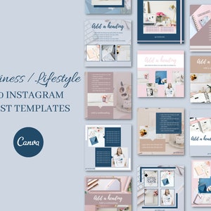 50 Instagram Post Templates | Social Media Influencers | Lifestyle/Business Instagram Bundle made on Canva | Branding Kit  | Editable