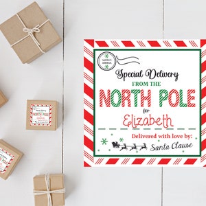 Personalized Christmas Gift Printable Stickers Labels From Santa | Custom Special Delivery Stickers | North Pole Labels | Digital Download