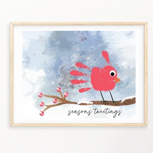 Seasons Tweetings Handprint Art, DIY Kid Crafts, Winter Handprint Keepsake Memory, School Handprint Craft, Winter Activity, Instant Download