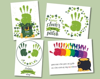 Set of 4 St Patrick's Day Bundle Handprints Footprints, Baby Toddler Kids Art Crafts, First St Patricks Day, Keepsake Memory, DIY Printable