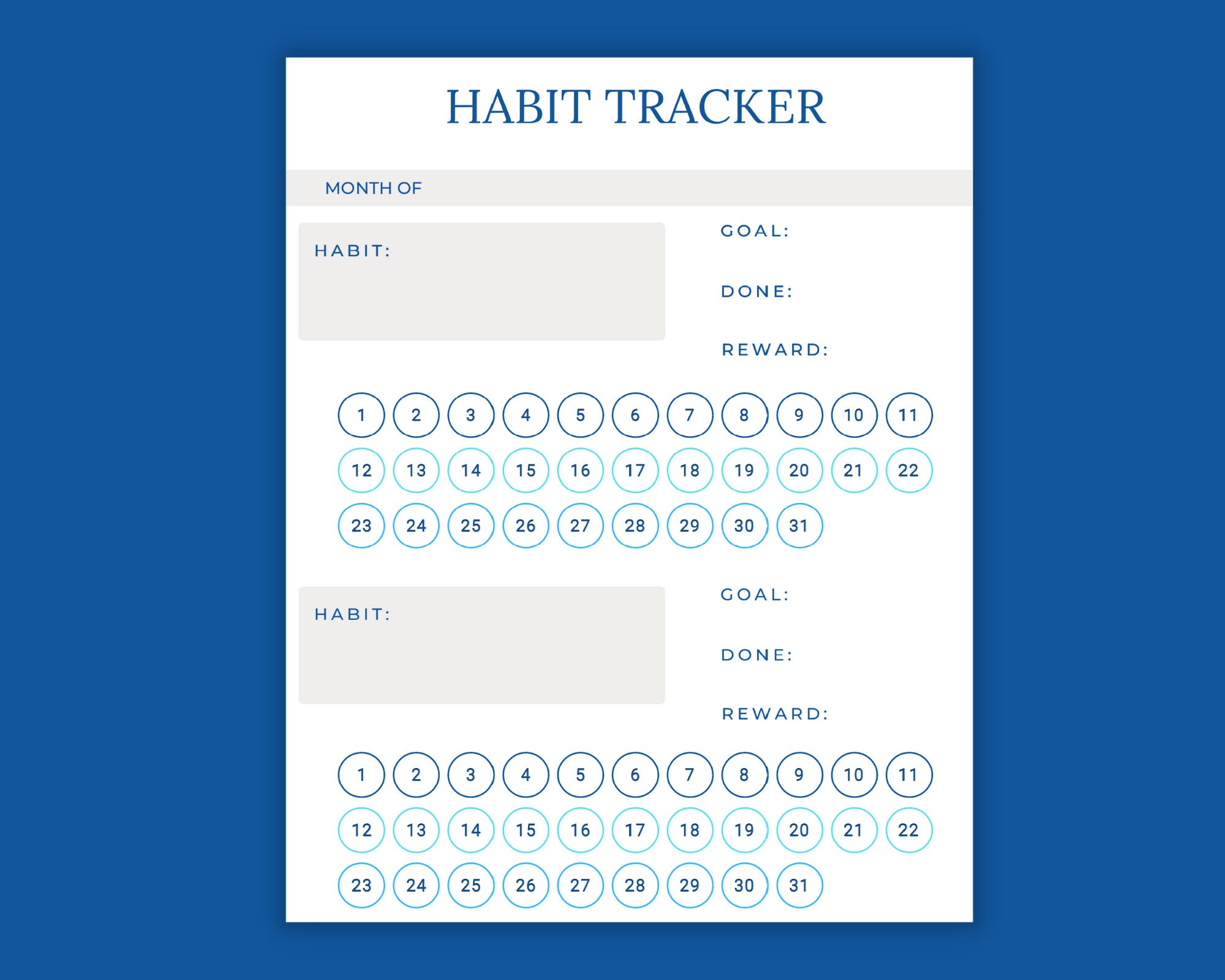 PDF Printable Habit Tracker Daily Planner Weekly Meal Plan - Etsy