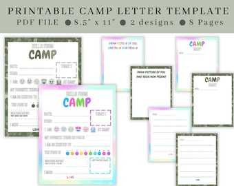 Girls Boys Printable Letters From Camp | Summer Camp Stationery | Sleepaway Camp Printables | Kids Summer Camp Printable Letters