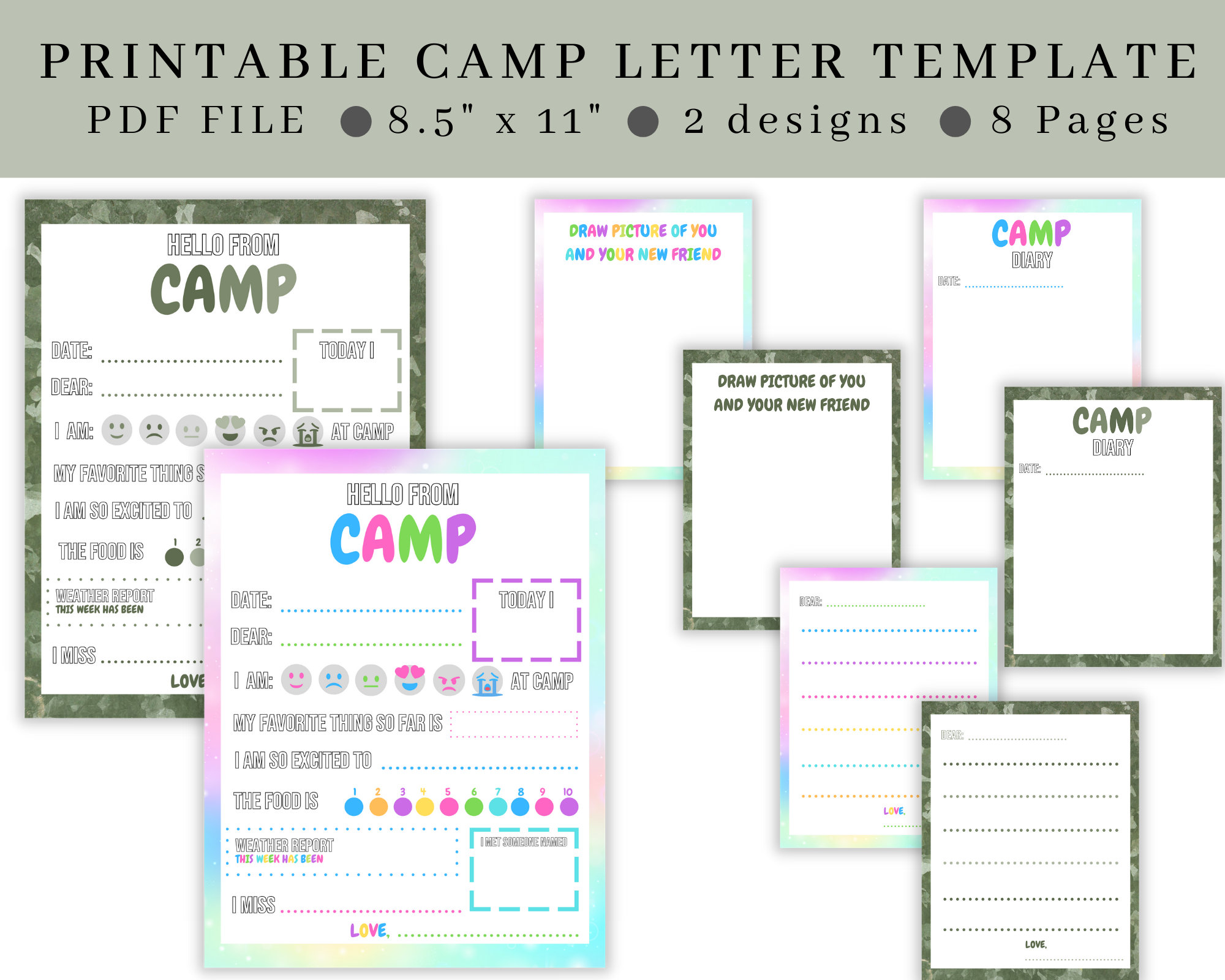 Girls Boys Printable Letters From Camp Summer Camp - Etsy