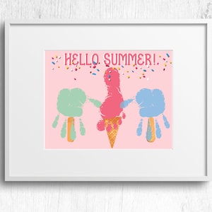 Hello Summer Ice Cream Activity Craft, Crafts for Kids, Baby Toddler Kids Art Crafts Activity, DIY Memory Keepsake, Camp Activity Printable