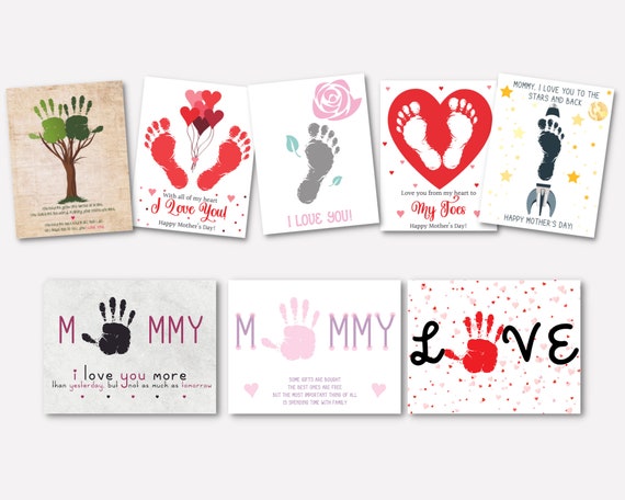 Set of 8 Bundle Handprints Footprints, Baby Toddler Kids Art