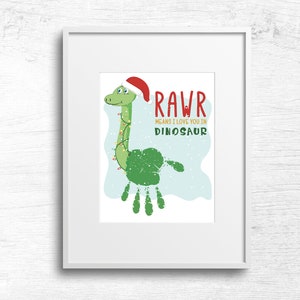 Rawr signifie que je t’aime dans Dinosaure, Bébé Tout-petit Enfants Artisanat d’art, Souvenir de Noël, Carte imprimable de Noël, Souvenir de bricolage