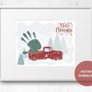 Christmas Tree Handprints Footprints, Baby Toddler Kids Art Crafts, First Christmas Xmas, DIY Keepsake Memory, Printable, Christmas Activity