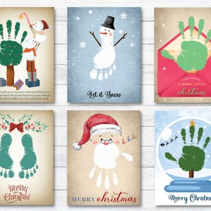 Set of 6 Christmas Handprint Art Bundle, DIY Kids Craft, Christmas Handprint Keepsake Memory, Handprint Art, Xmas Activity, Instant Download