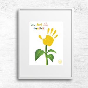 You are my Sunshine Handprint, Baby Toddler Kids Art Craft, Sunflower Printable Card, DIY Memory Keepsake, Sunflower Craft, Instant Download