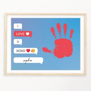 I love U XOXO Handdruck Kunst, Baby Toddler Kinder Kunst Basteln, Liebe Andenken Erinnerung, druckbare Karte, DIY Erinnerung Andenken, Valentinstag Druck