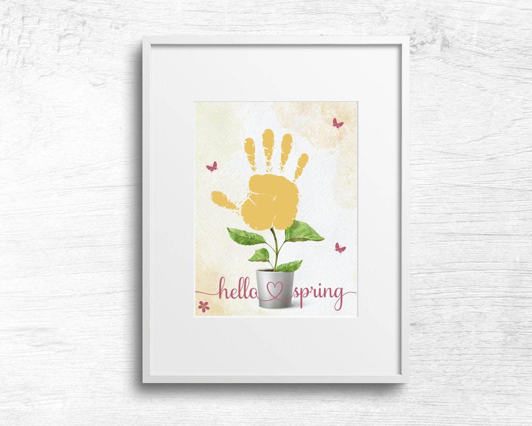 Hello Spring Flower Hand Print Art Activity, DIY Printable, Toddler Art ...