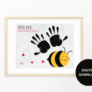 Arte de impressão manual Bee My Valentine, atividade artística de impressão manual para bebês e crianças pequenas, artesanato para o dia dos namorados, cartão de dia dos namorados, artesanato artístico para crianças DIY