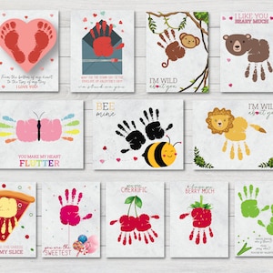 Set di 12 Handprint Footprint Bundle, Baby Toddler Kids Art, regalo per la festa del papà, biglietto per la festa del papà, ricordo della memoria fai-da-te, artigianato per la festa del papà
