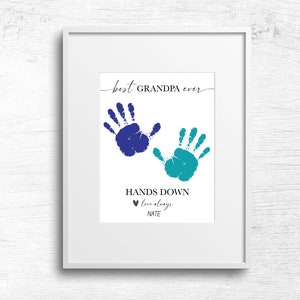 Hands Down Handprint Craft, Baby Kleinkind Kinder Kunst Aktivität, Großeltern Tag, DIY Andenken Erinnerung, Opa Geschenk Print Card