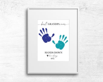Best Grandpa Ever Hands Down Handprint Craft, Baby Toddler Kids Art Activity, Grandparents Day, DIY Keepsake Memory, Grandpa Gift Print Card