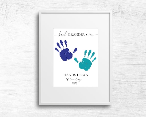 Best Grandpa Ever Hands Down Handprint Craft, Baby Toddler Kids Art Activity, Grandparents Day, DIY Keepsake Memory, Grandpa Gift Print Card