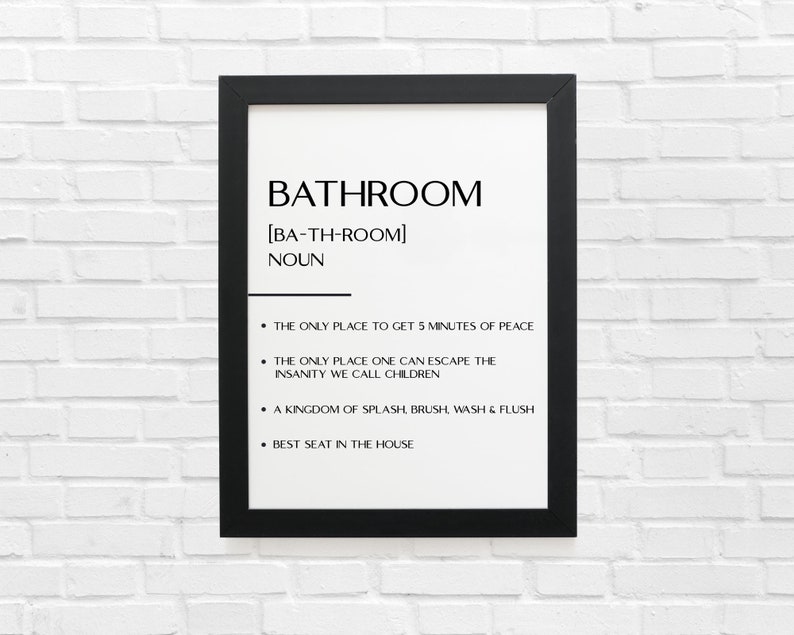 Bathroom Definition Wall Art Bathroom Rules Wall Art Etsy