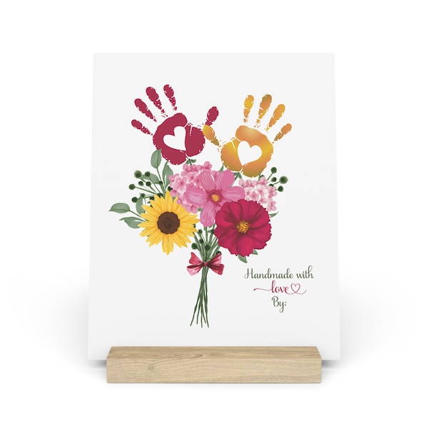 Mother's Day Flower Handprint Craft, Baby Toddler Kids Art Crafts, Father's Day Flowers Memory Keepsake, Printable, DIY Kids Spring Activity