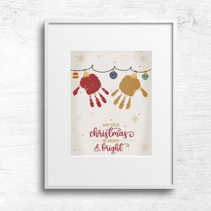 Huella de huellas de manos de luces de Navidad, Manualidades de arte para niños pequeños, Primera Navidad, Recuerdo de recuerdo de bricolaje, Imprimible en Navidad, Actividad navideña
