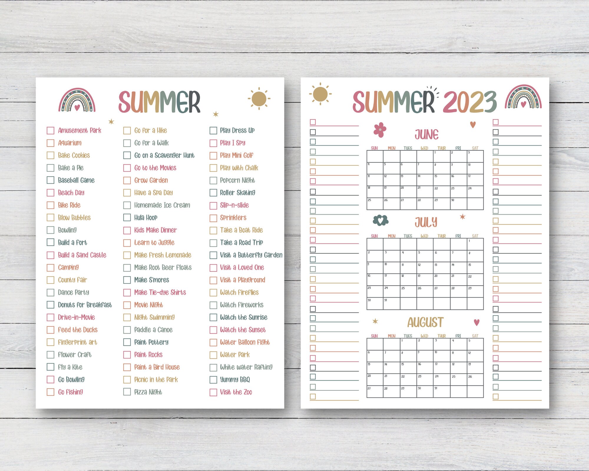 2023 Summer Printable Calendar Poster Summer Activities - Etsy