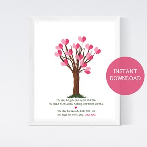 Coeurs arbre je t'aime Handprint Art Craft, Saint Valentin, fête des mères, fête des pères, enfant en bas âge bébé enfants mémoire souvenir, carte imprimable