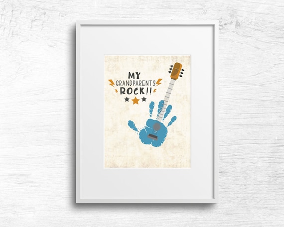 My Grandparents Rock Guitar Handprint Art Craft, DIY Kids Craft