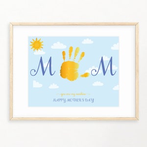 Você é meu sol, artesanato de impressão manual do dia das mães, lembrança de artesanato de arte infantil para bebês, atividade de primavera infantil DIY, artesanato de primavera para mães, cartão de mãe
